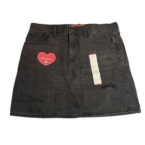 Mila Rose Black Distressed Denim Mini Skirt Juniors 20 Y2K Grunge Aesthetic